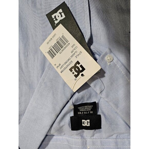 NWT DC Shoes Light Blue Short Sleeve Oxford Shirt XL - Picture 7 of 10